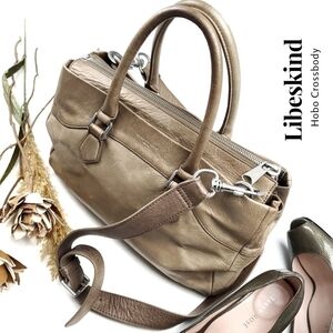 🧡 Liebeskind Berlin Distressed Beige Taupe Hobo Crossbody Leather Bag